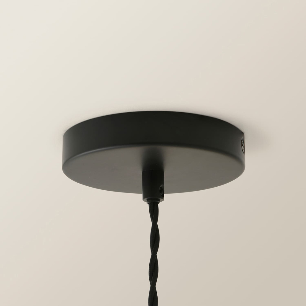 ValueLights Cheltenham Ribbed Shade Matte Black Ceiling Pendant Light with Bulb Image 3