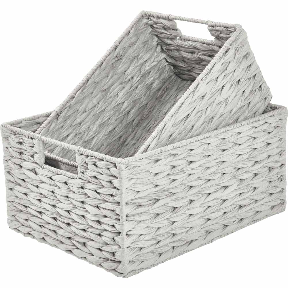 Wilko Grey Paper Rope Baskets Set of 2 Image 4