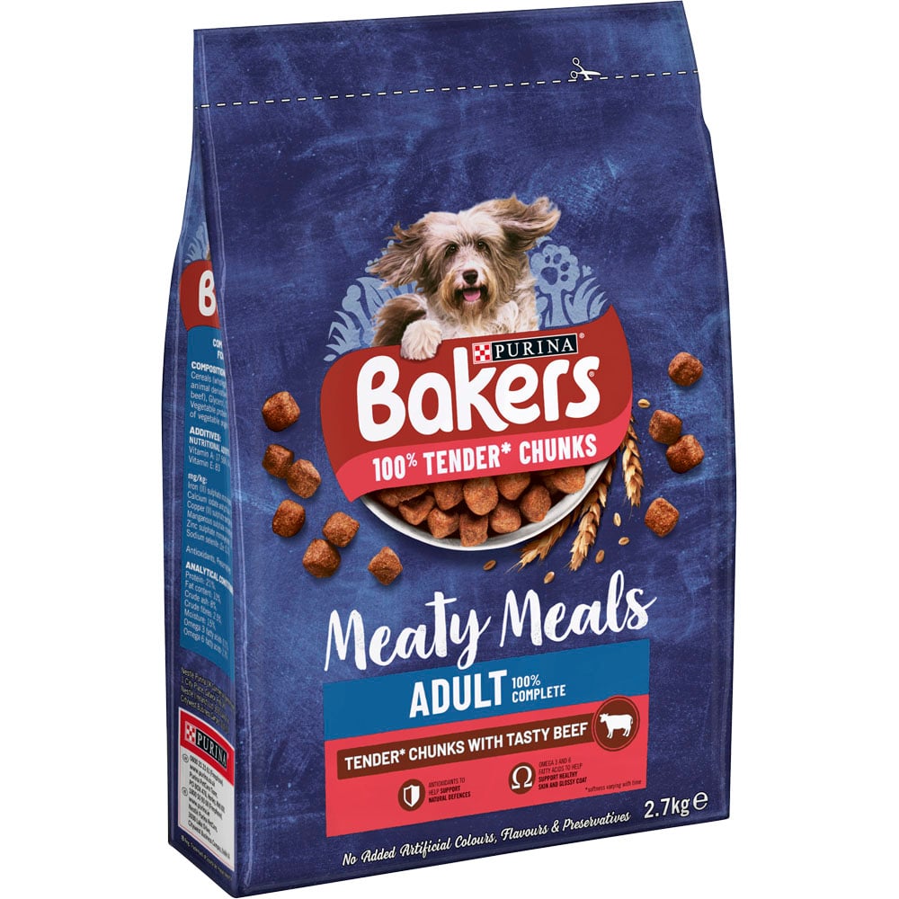 Purina Bakers Meaty Meals Beef Adult Dry Dog Food Case of 4 x 2.7kg Image 3