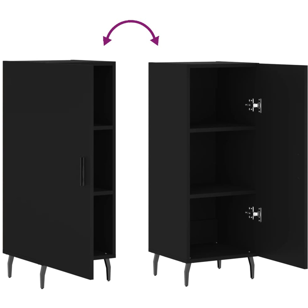 vidaXL Single Door Black Wooden Sideboard with Metal Legs Image 9