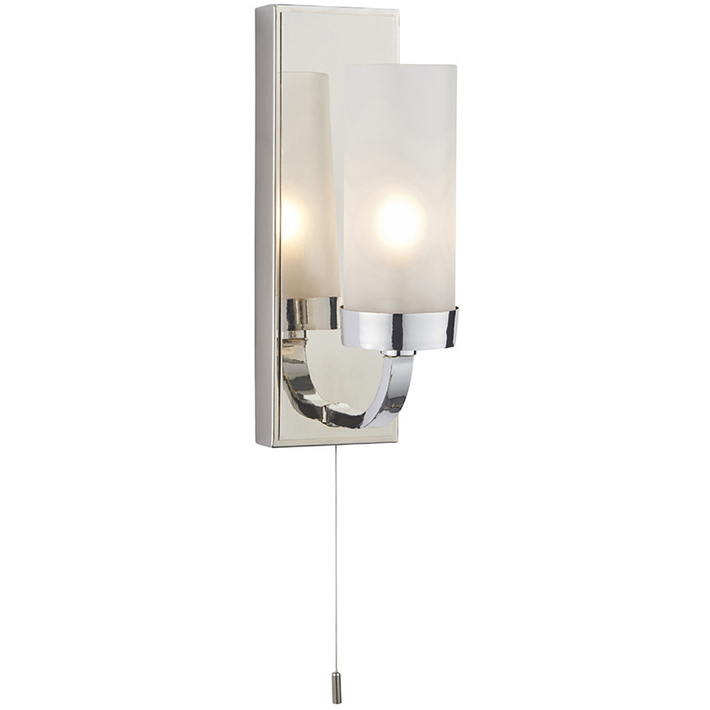 Merano Fano Chrome and Frosted Glass Bathroom Wall Lamp Image 3