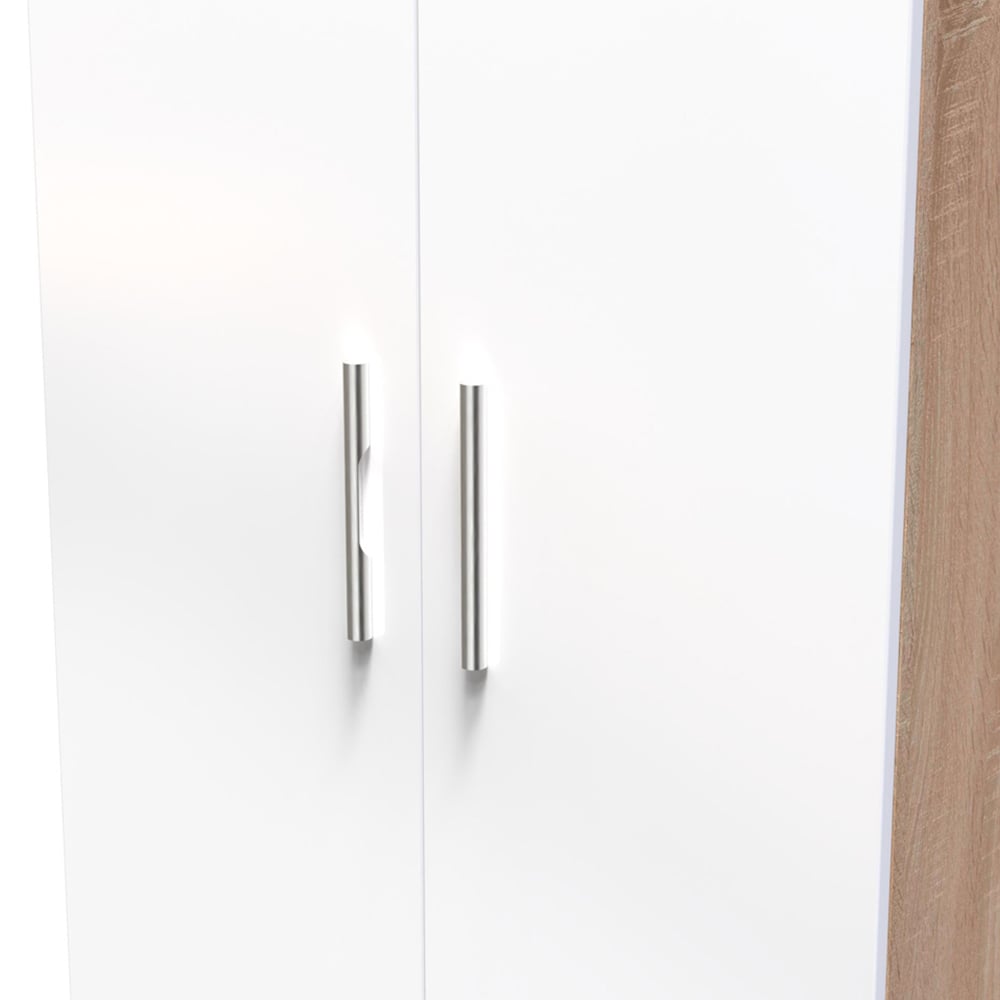 Crowndale Contrast 2 Door White and Bardolino Oak Tall Wardrobe Ready Assembled Image 6