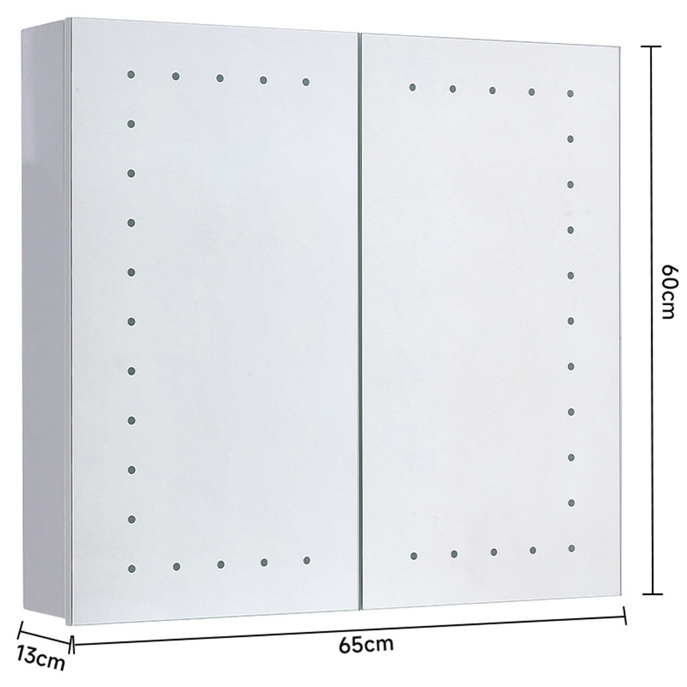 Living and Home White Dotted LED Mirror Bathroom Cabinet Image 7