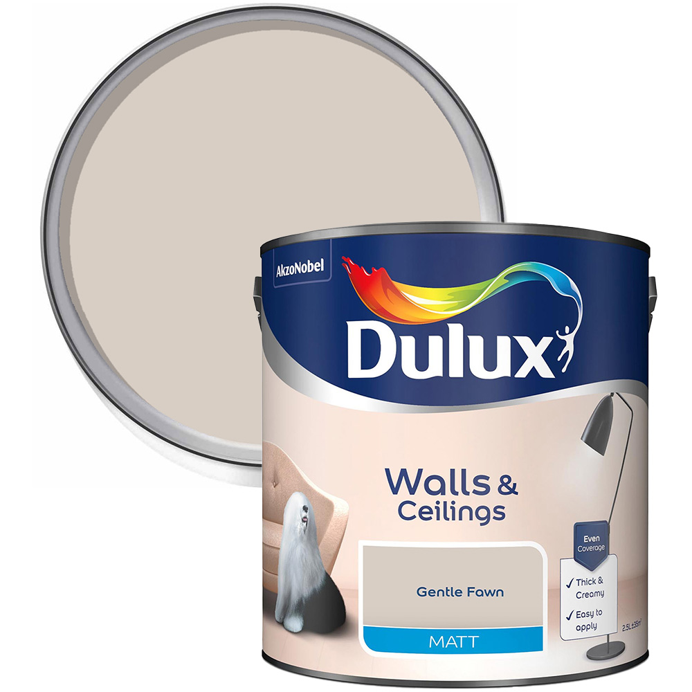 Dulux Walls and Ceilings Gentle Fawn Matt Emulsion Paint 2.5L Image 1