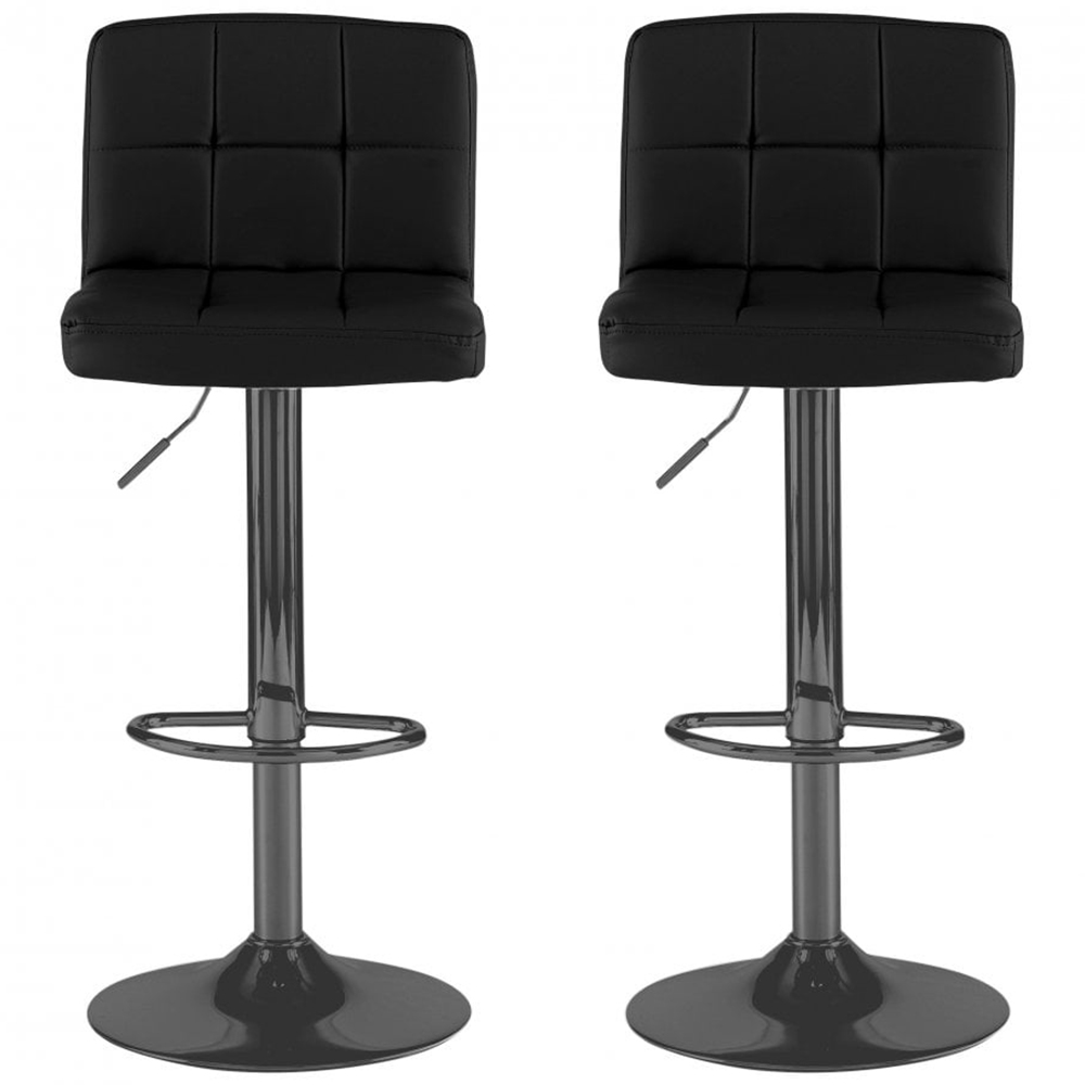 Neo Black Faux Leather Swivel Bar Stool Set of 2 Image 3