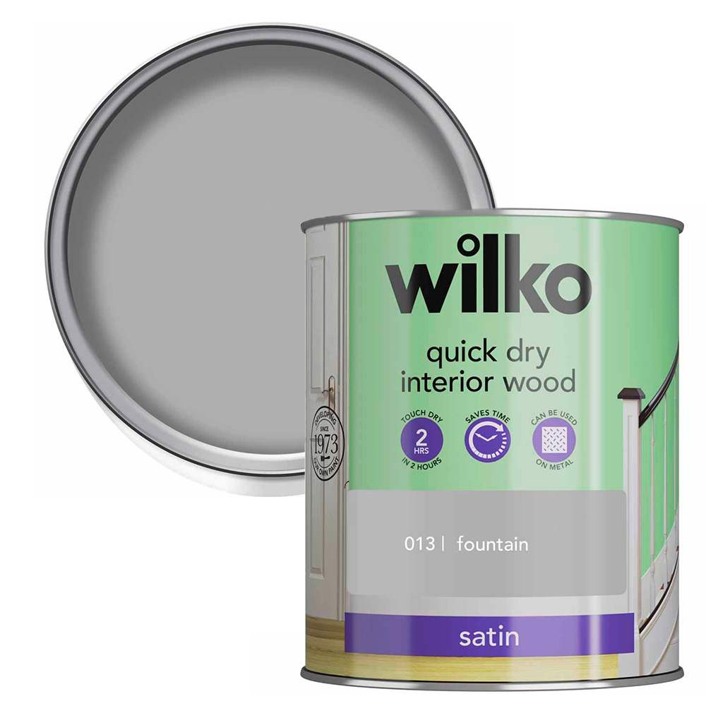 Wilko Quick Dry Interior Wood Fountain Satin Paint 750ml Image 1
