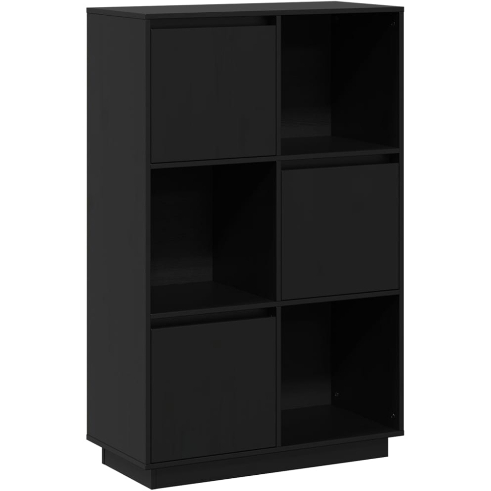 vidaXL 3 Door 3 Shelf Black Solid Pine Wood Highboard Image 2