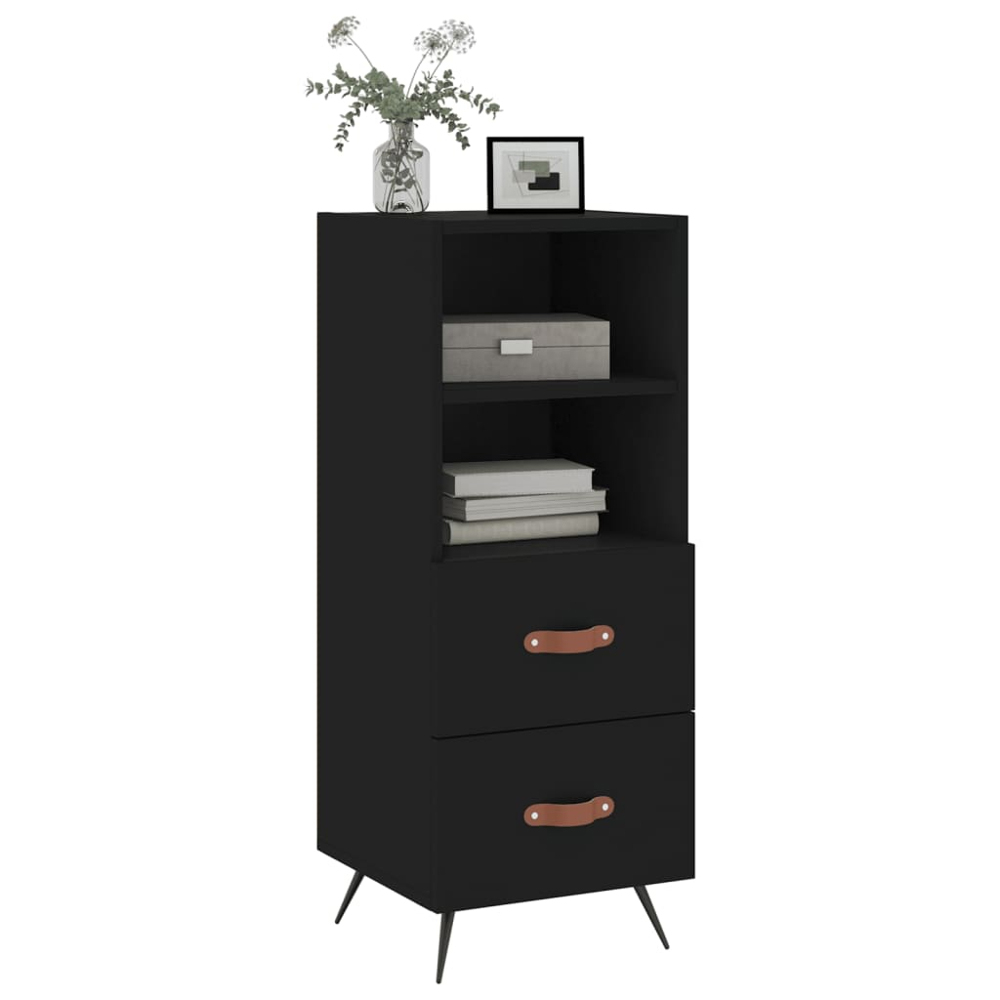 vidaXL 2 Drawer Single Shelf Black Sideboard Image 3