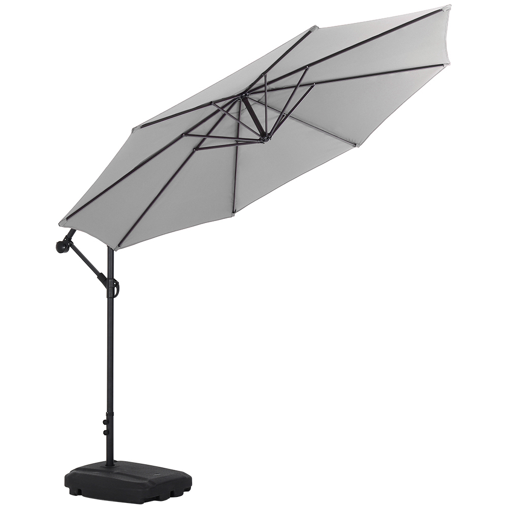 Living and Home Light Grey Garden Cantilever Parasol with Rectangular Base 3m Image 1