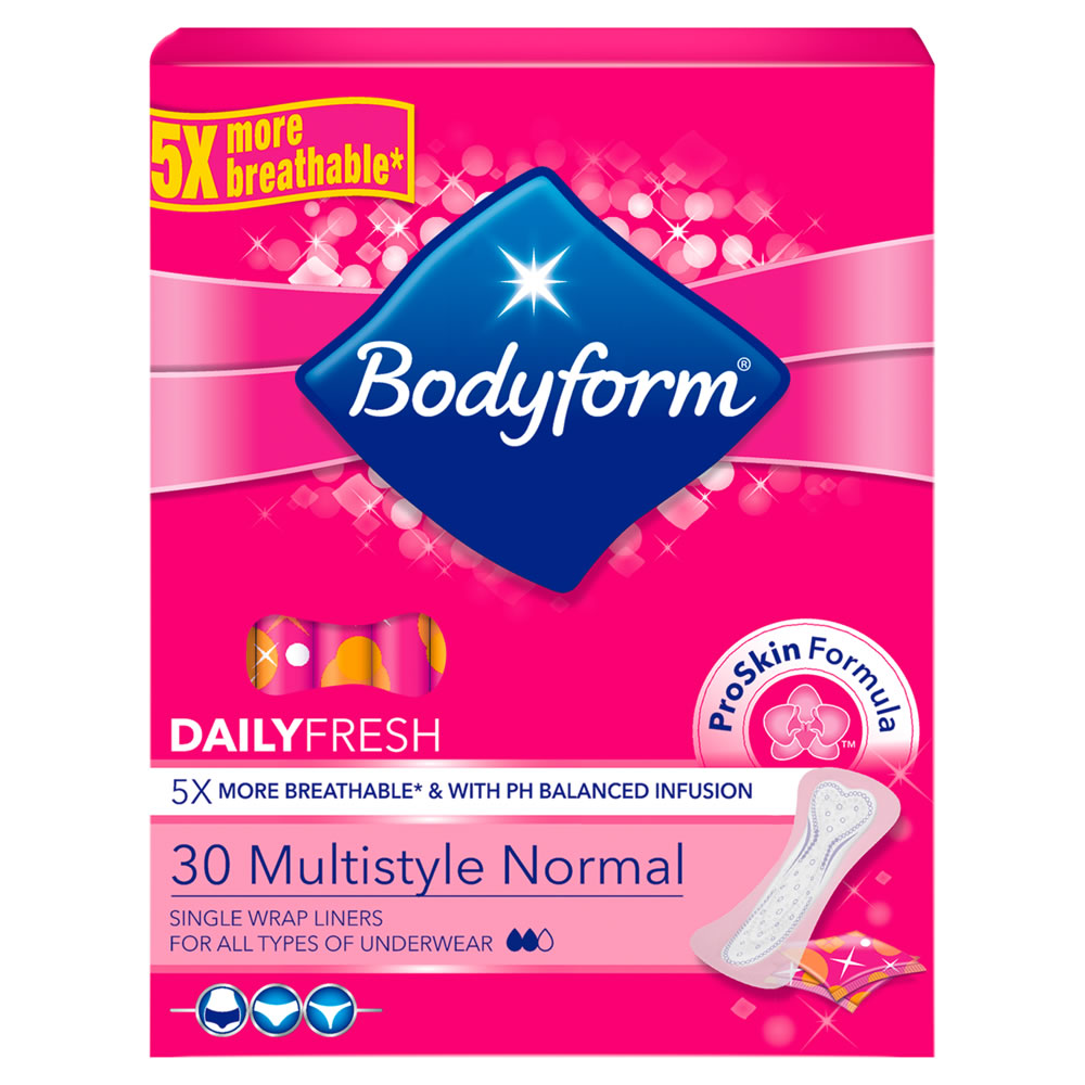 Bodyform Daily Fresh Normal Pantyliners 30 pack Wilko