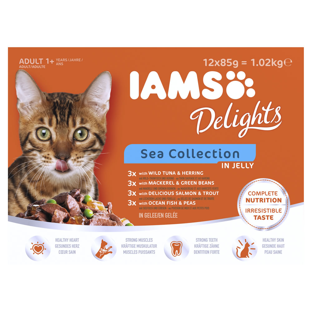 Iams Delights Sea Collection Cat Food In Jelly 12 x 85g Image 1