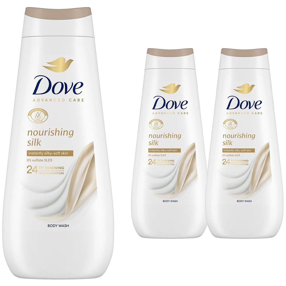 Dove Advanced Care Nourishing Silk Body Wash 400ml 3 Pack Image 1