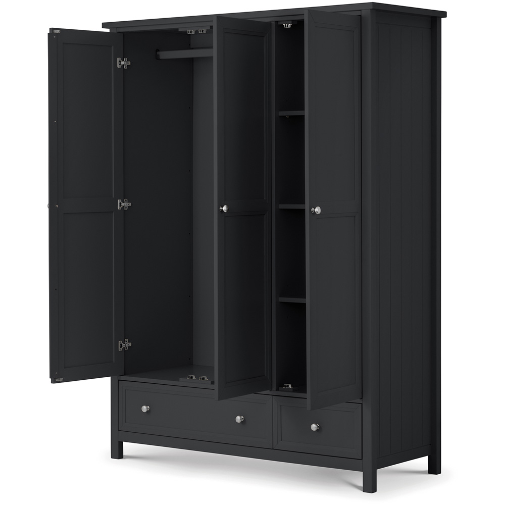 Julian Bowen Maine 3 Door 2 Drawer Anthracite Combination Wardrobe Image 3