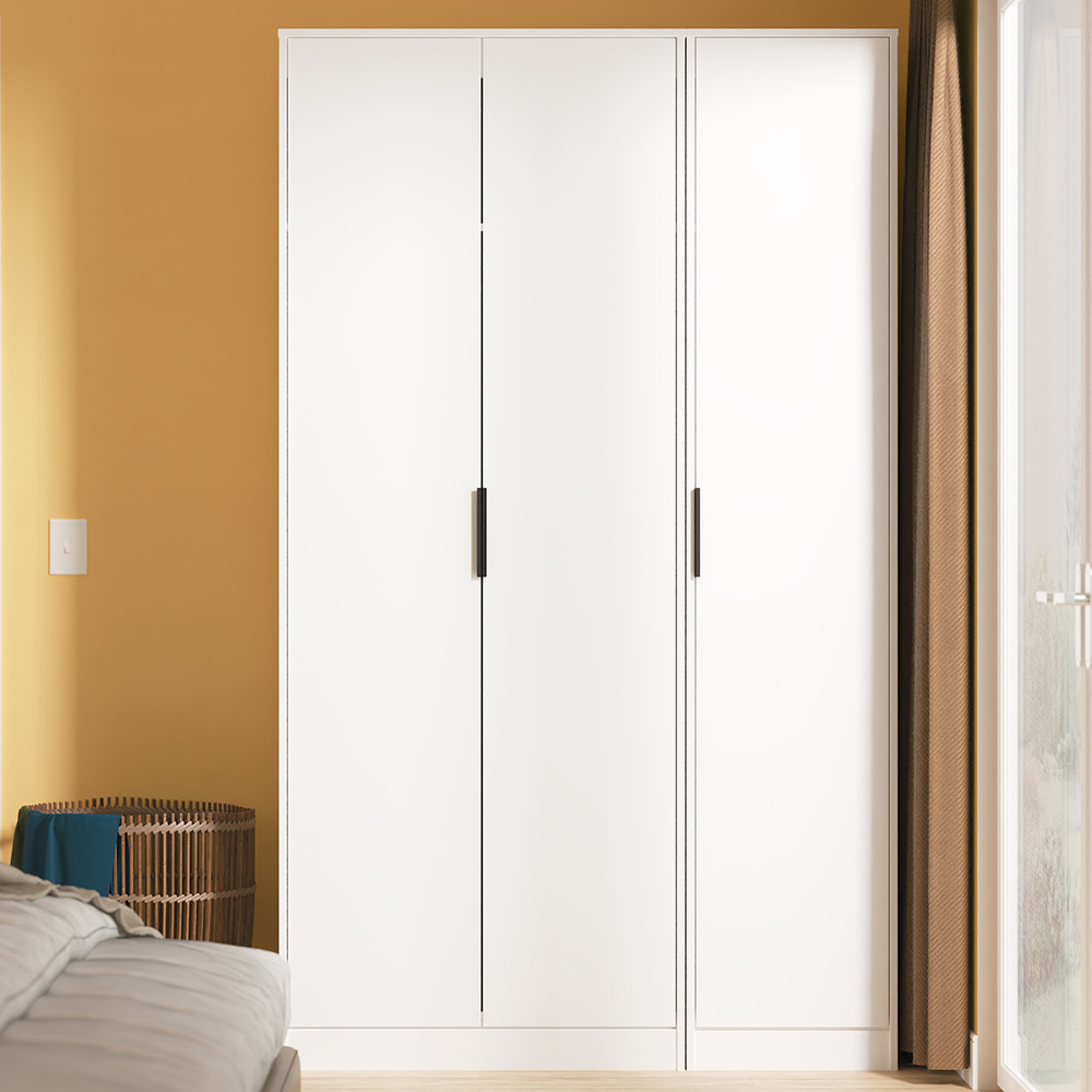 Crowndale Hong Kong 3 Door Matt White Tall Wardrobe Ready Assembled Image 1