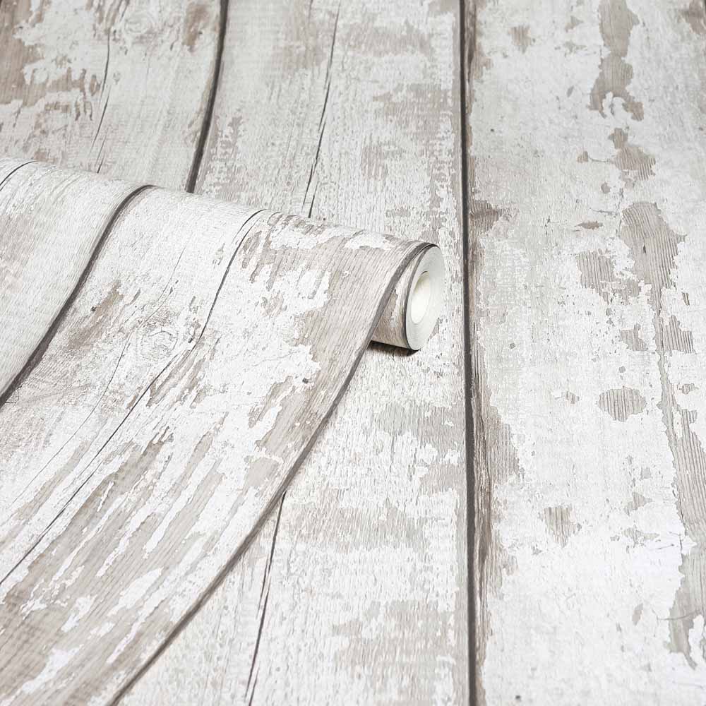 Arthouse Peel & Stick White Washed Wood Wallpaper Wilko
