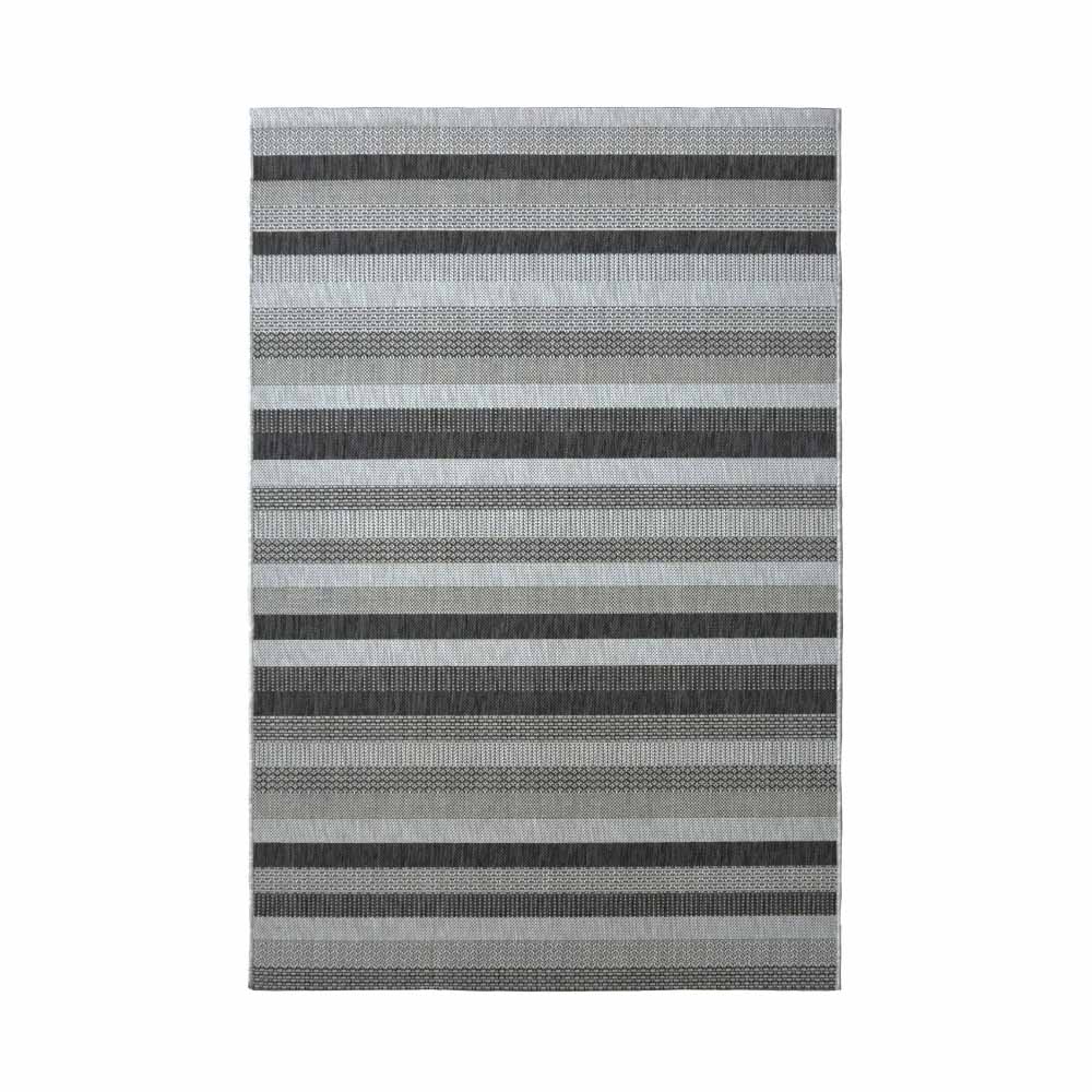 Indoor Outdoor Striped Rug Grey 160 x 240cm Image 1