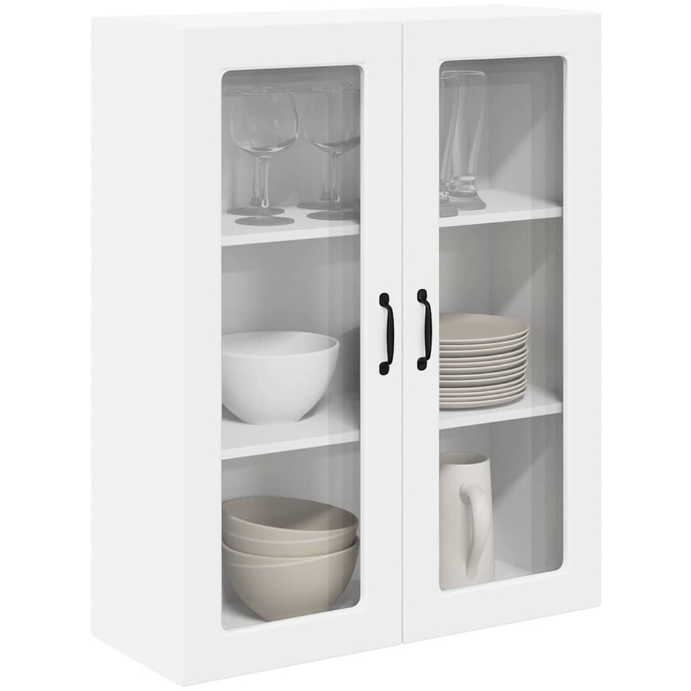 vidaXL 2 Glass Door White Kitchen Wall Cabinet Image 3