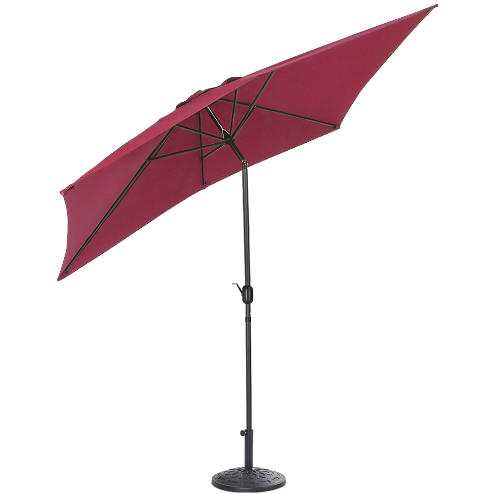 Living and Home Red Square Crank Tilt Parasol with Round Base 3m Image 1