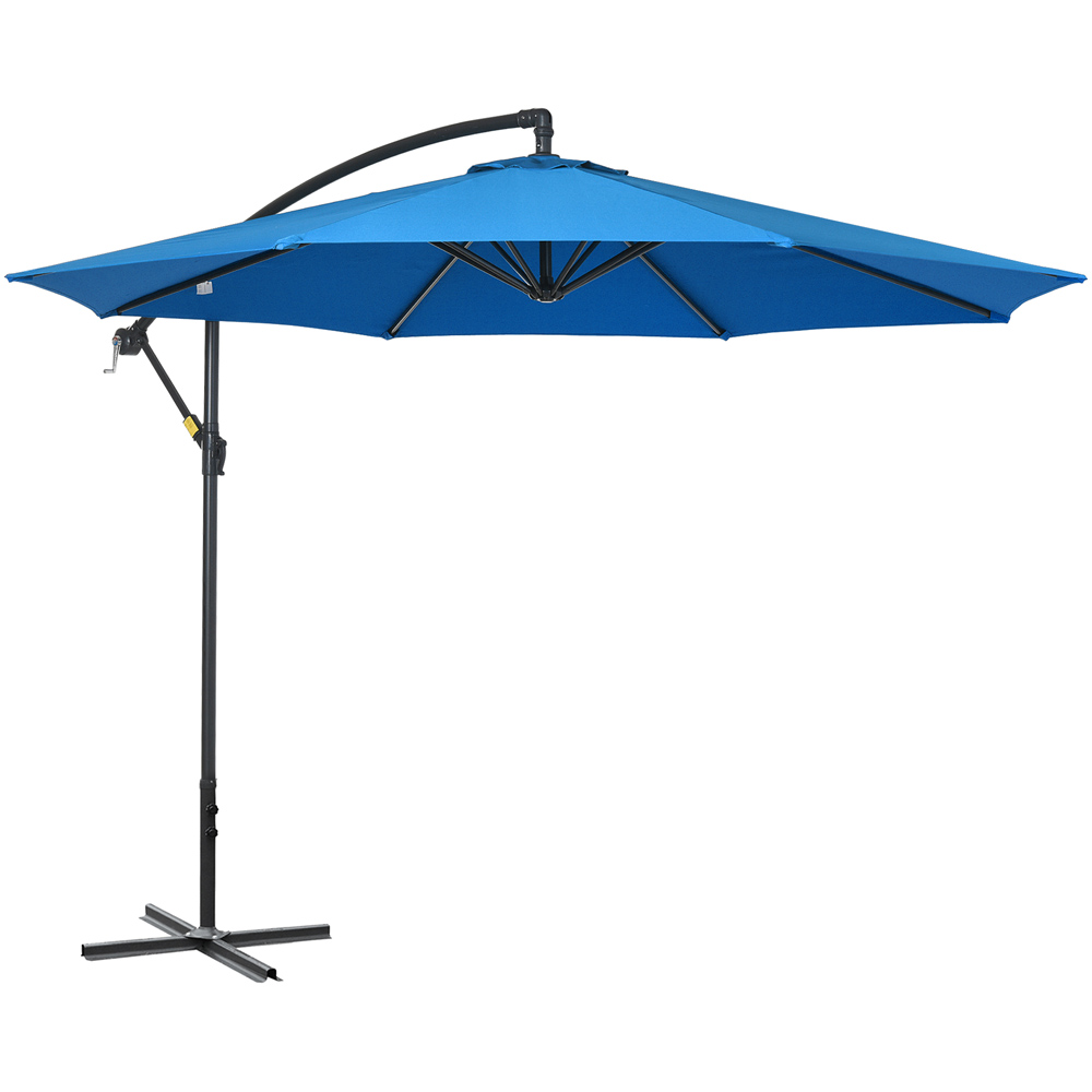 Outsunny Blue Banana Cantilever Parasol with Cross Base 3m Image 1