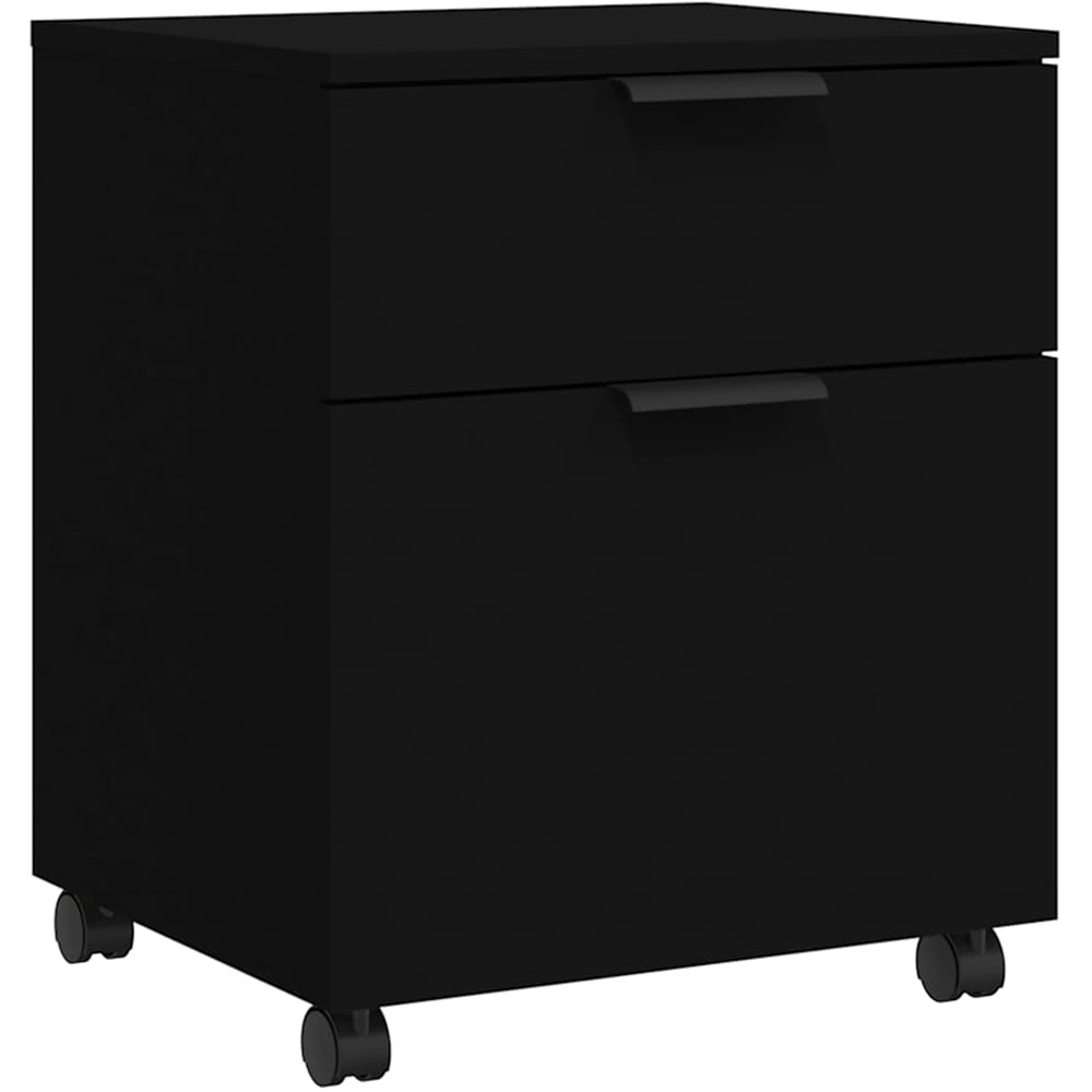 vidaXL Single Door Single Drawer Black Mobile File Cabinet Image 2