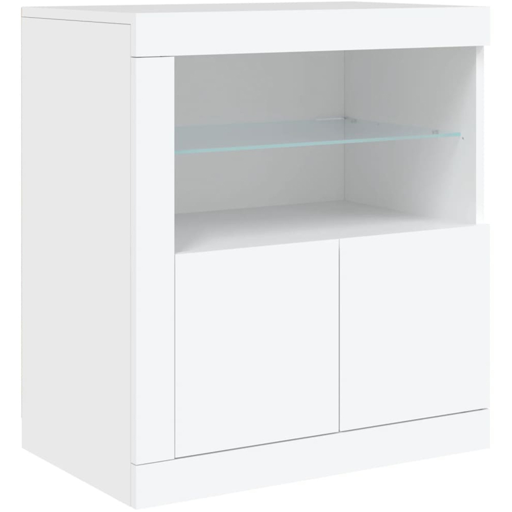 vidaXL 2 Door 2 Shelf White LED Sideboard Set of 3 Image 8