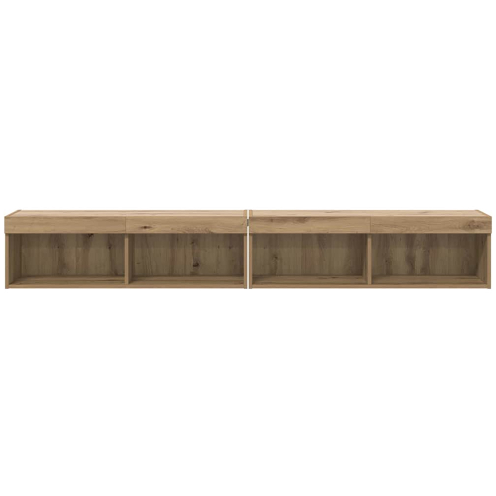 vidaXL 2 Shelf Artisan Oak Wall Mounted Wide TV Cabinet with LED Light 2 Pack Image 7