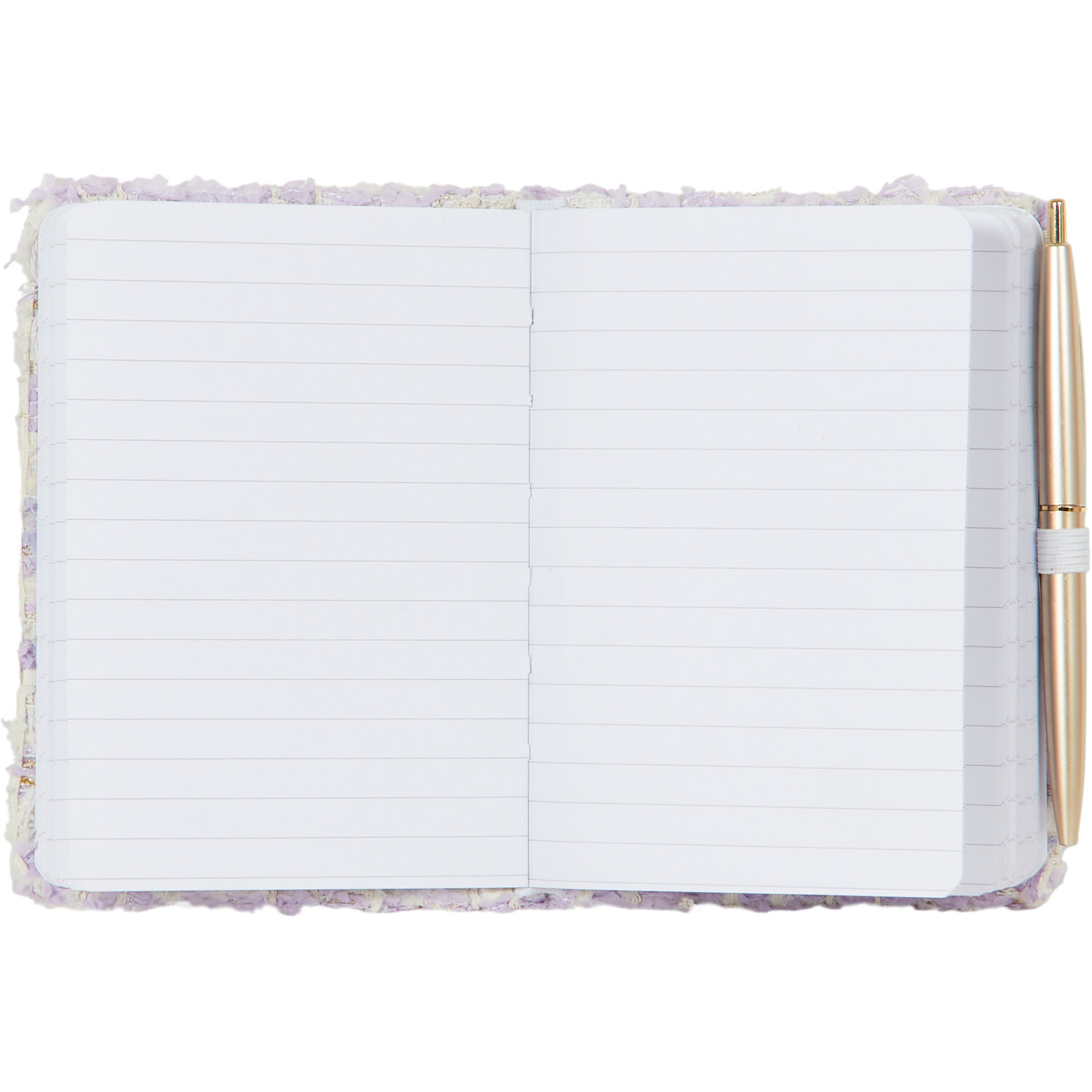 Lilac Check Fabric A6 Notebook and Pen - Purple Image 4