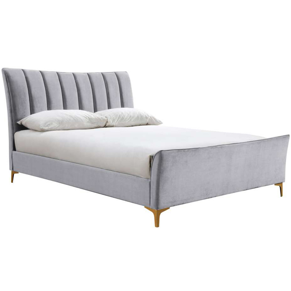 Clover King Size Grey Velvet Bed Image 3