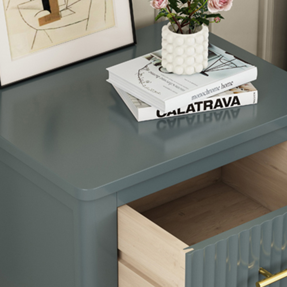 Palau 2 Drawer Grey Bedside Table Image 4