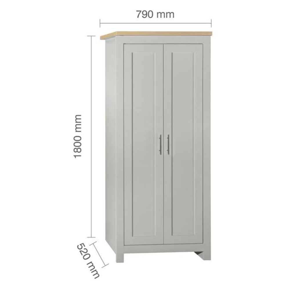 Highgate 2 Door Grey and Oak Wardrobe Image 7