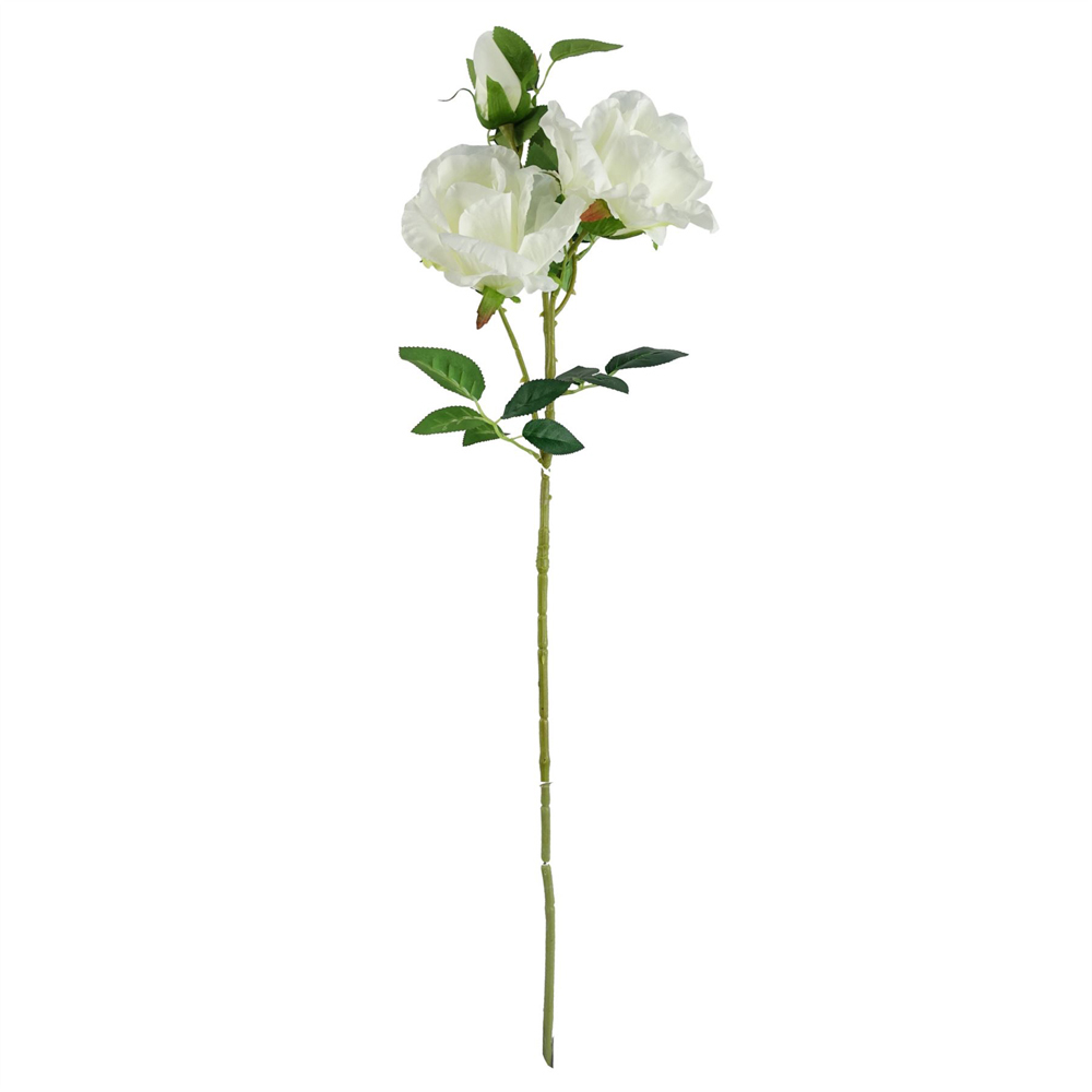 Leaf White Rose Purple Starflower Artificial Flower Bundle with Glass Vase 60cm 11 Pack Image 2