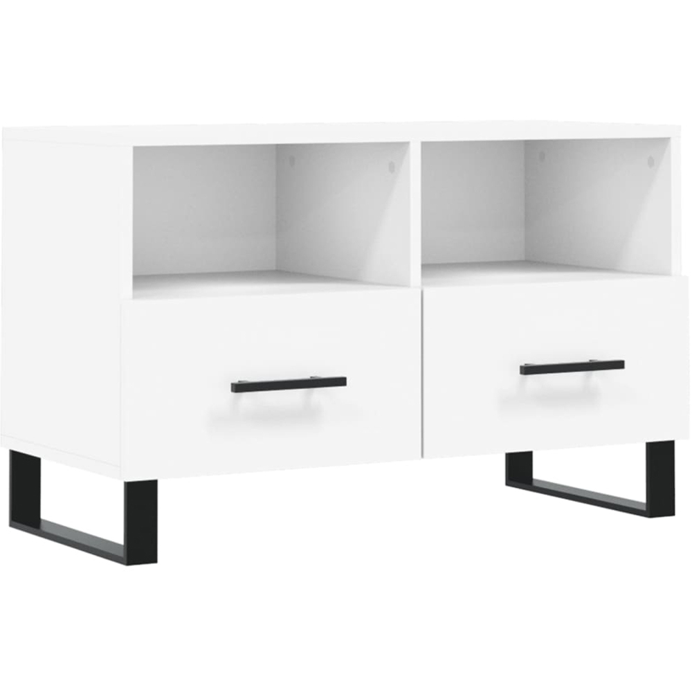vidaXL 2 Drawer 2 Shelf White TV Cabinet Image 2