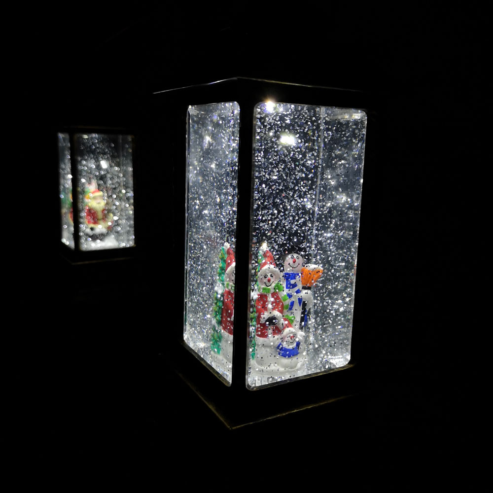 Samuel Alexander Snowman Scene Antique Effect Christmas Water Spinner Lantern 27cm Image 5
