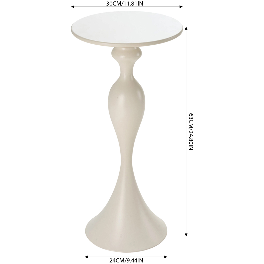 Living and Home Cream Round Slim Side Table Image 9
