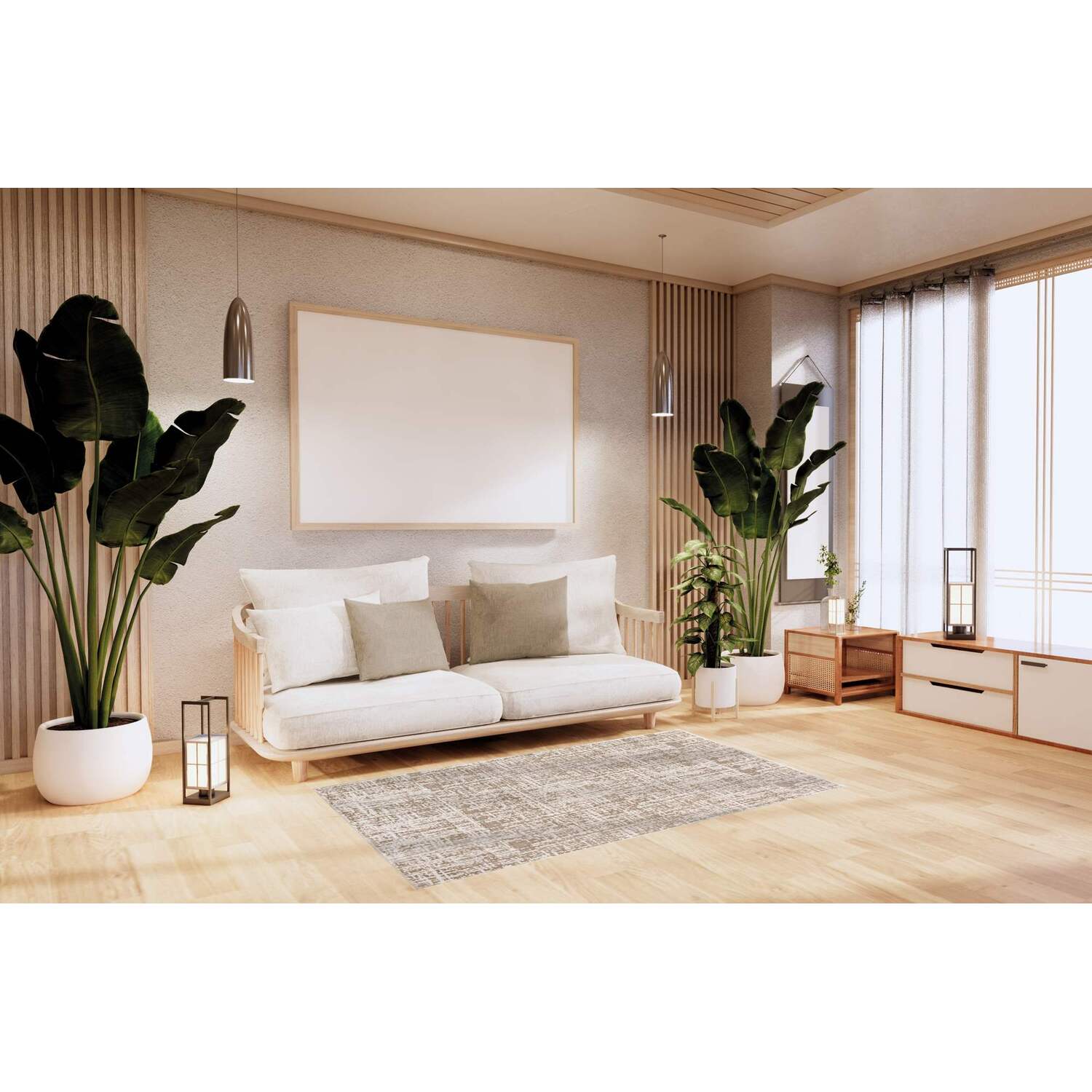 Eden Textured Rug - Beige / 160cm Image 3