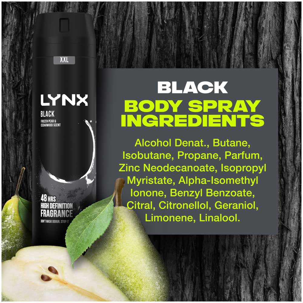 Lynx XXL Black 48 Hour Fresh Deodorant and Bodyspray 250ml Image 8