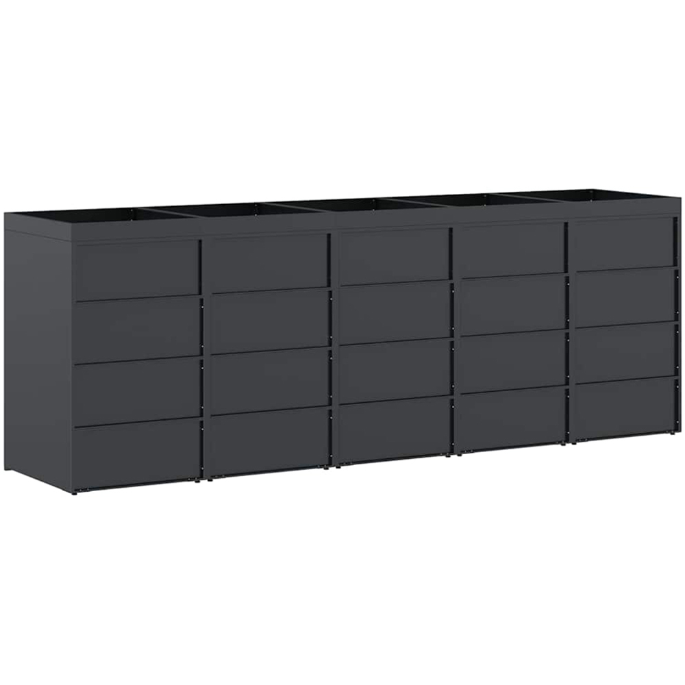 vidaXL Anthracite 5 Wheelie Bin Storage Shed with Planter Roof Image 6