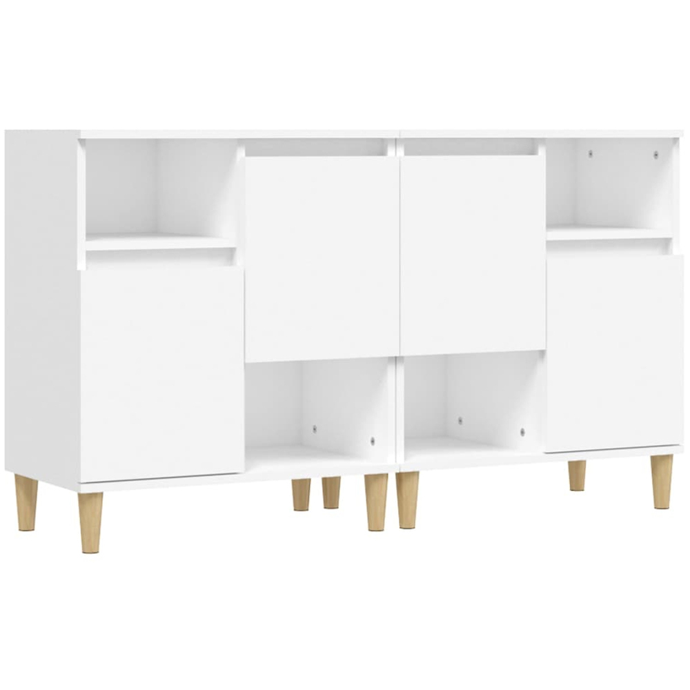 vidaXL 2 Door 2 Open Shelf White Sideboard Set of 2 Image 2
