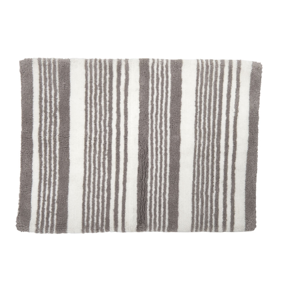Wilko Grey Stripe Bath Mat Image 1