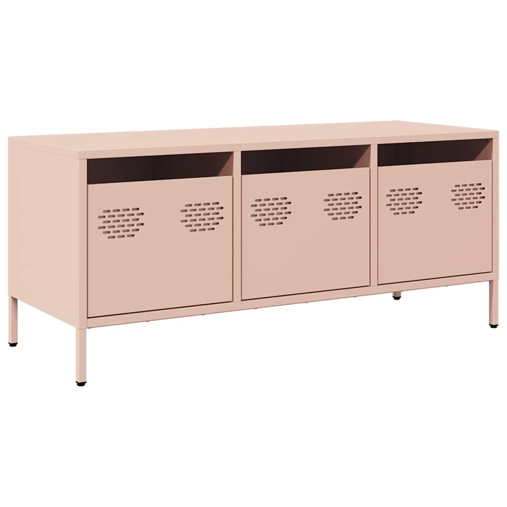 vidaXL 3 Drawer Pink Steel Industrial Style TV Cabinet Image 2