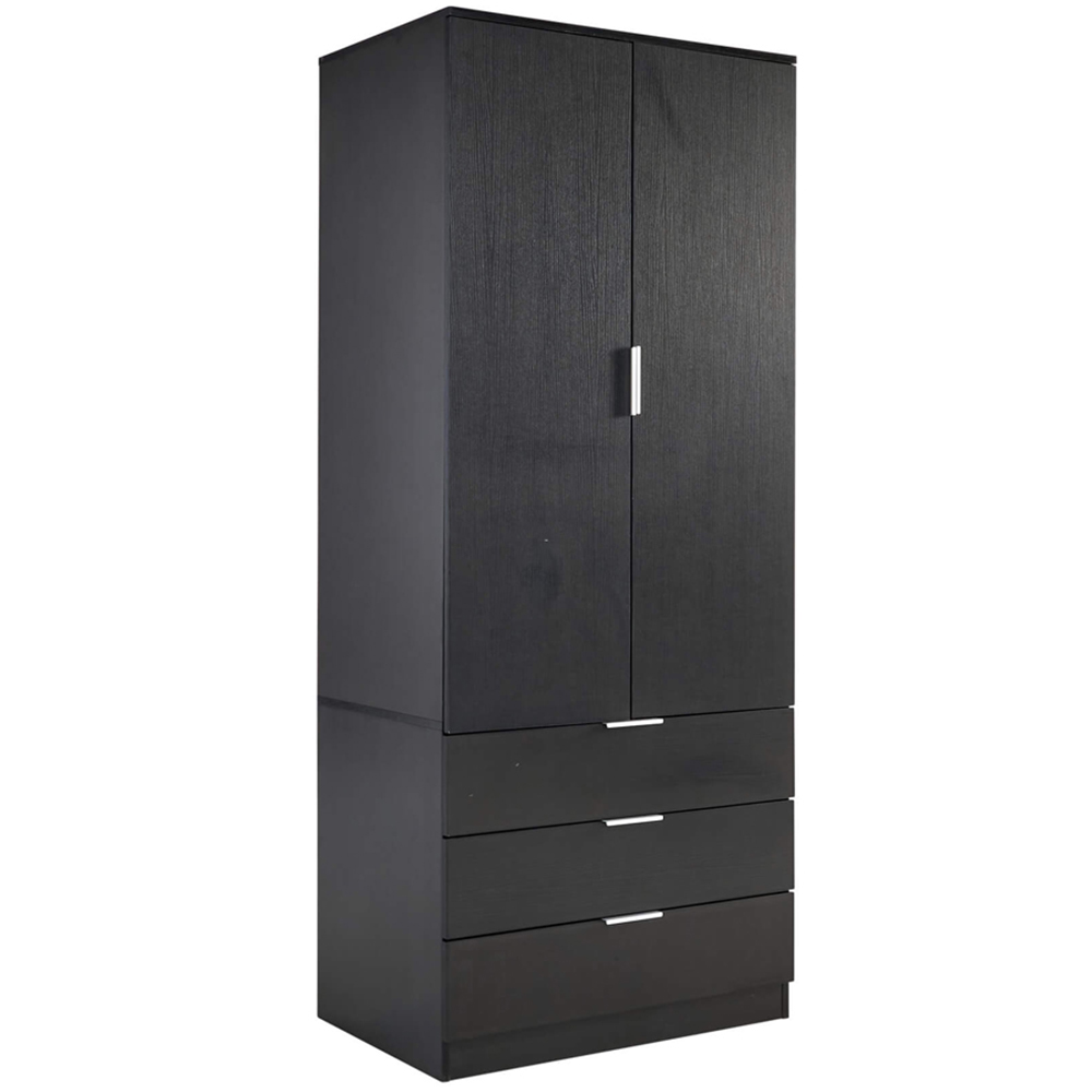 Home Source 2 Door 3 Drawer Black Wardrobe Image 2