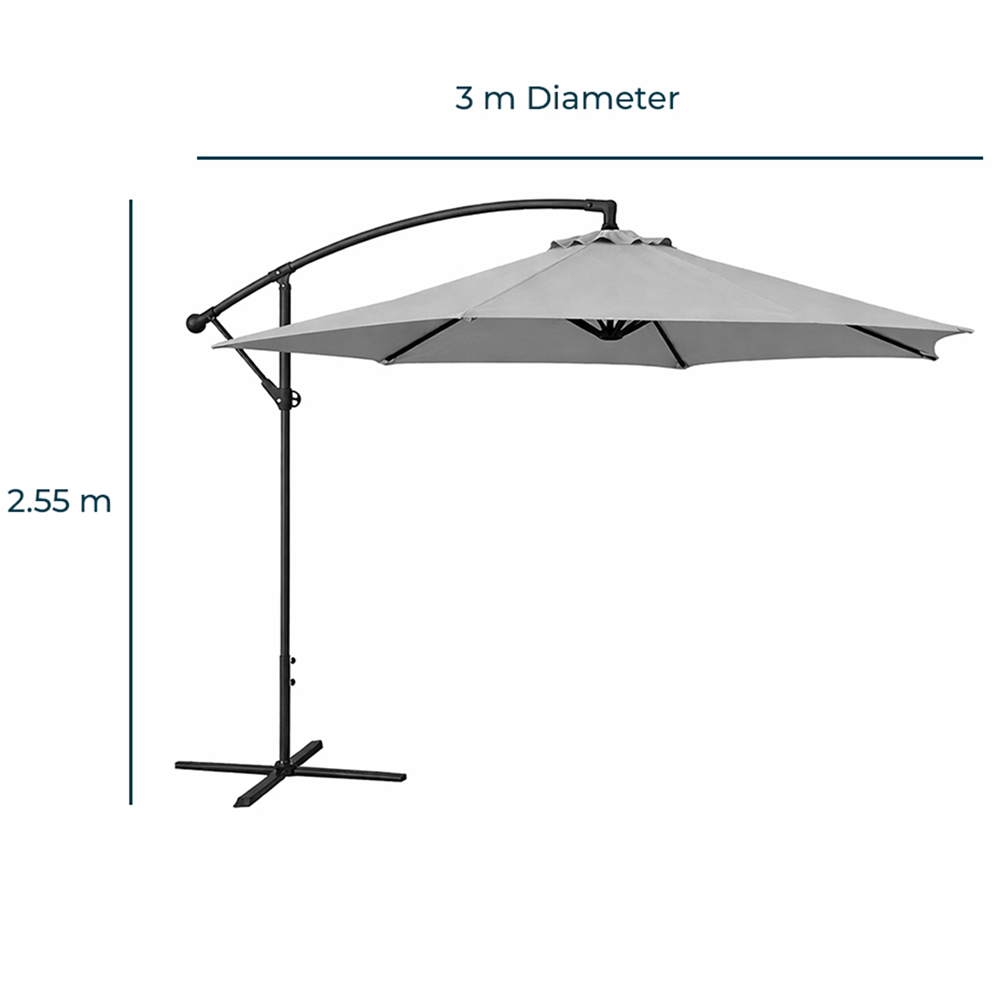 Jack Stonehouse Grey Crank Banana Hanging Parasol 3m Image 4