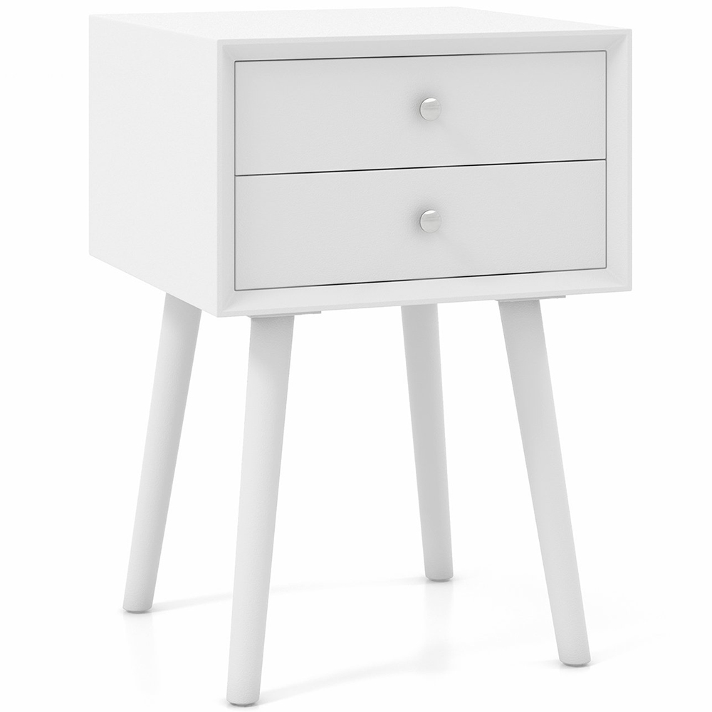 Costway 2 Drawer White Bedside Table Image 2