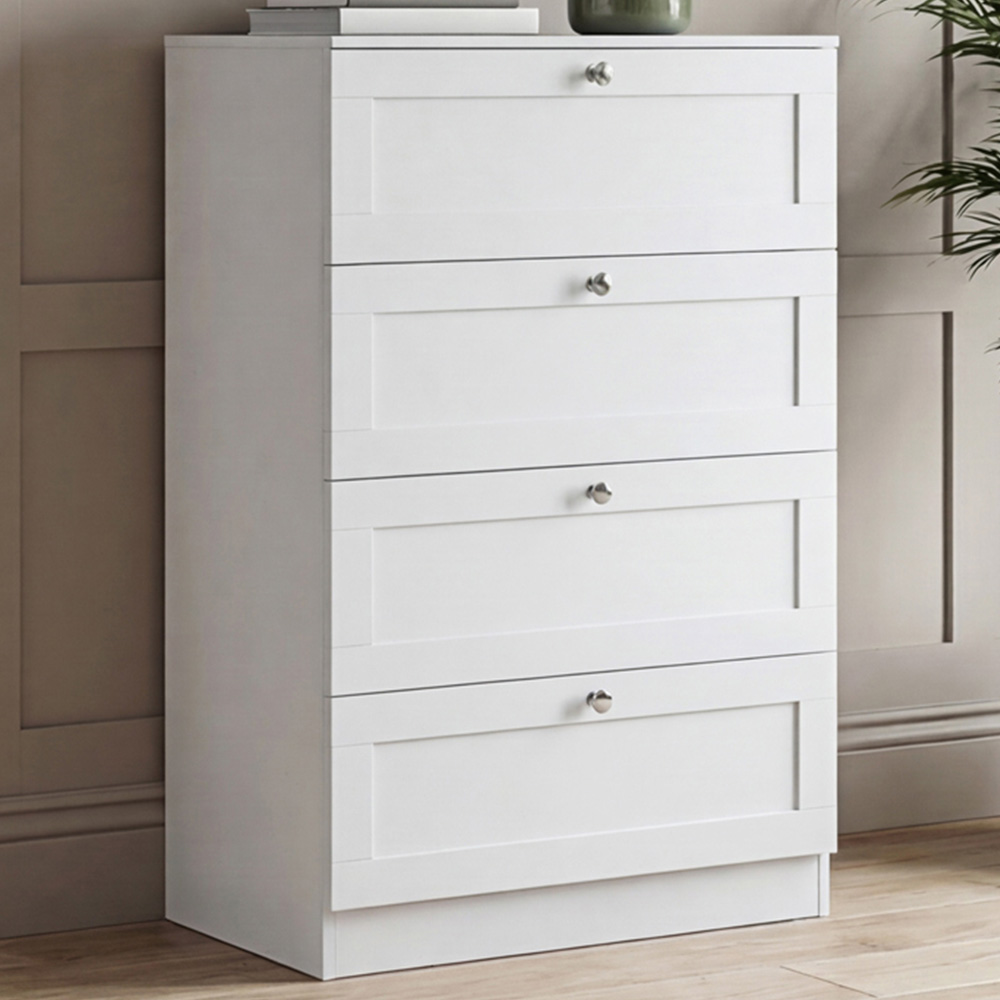 VIDA DESIGNS Altino 4 Drawer White Shaker-Style Chest of Drawers Image 1