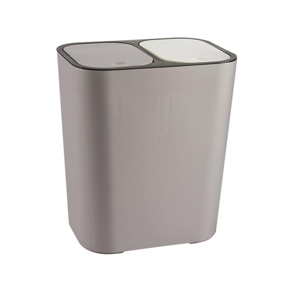 Living And Home Kitchen 15L Rubbish Dustbin Double Recycling Bin 2 Section Grey Image 1