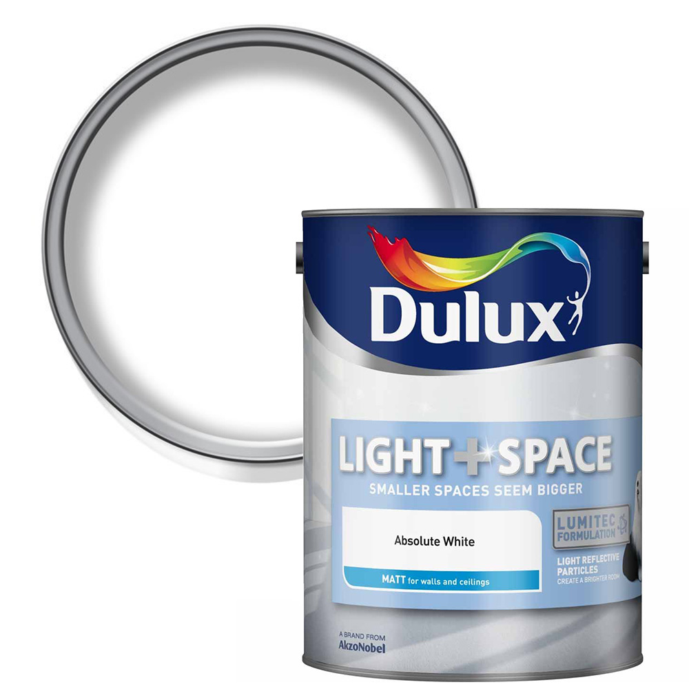 Dulux Light + Space Absolute White Matt Emulsion Paint 5L Image 1