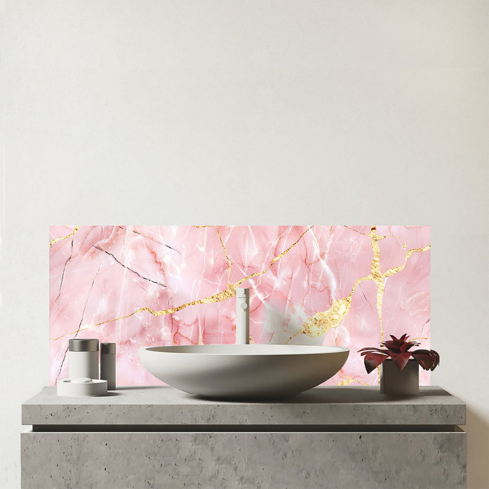 Warren Reed Designer Rose Marble Effect Bathroom Splashback 25 x 60cm Image 1