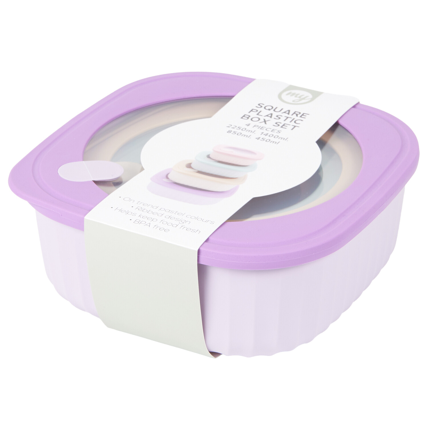 4 Piece Square Plastic Box Set Image 3