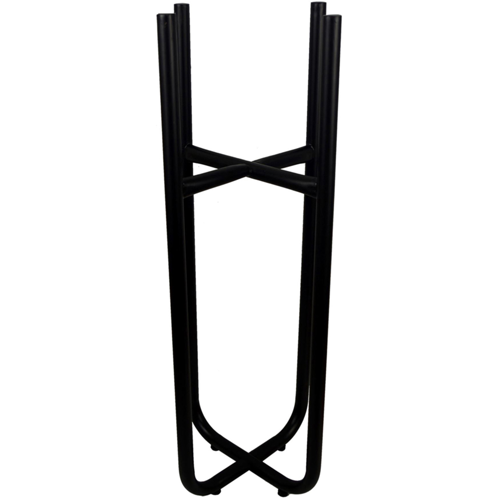 Botanik Leaf Design Black Metal Planter Stand and Silver Plant Pot Set Image 2