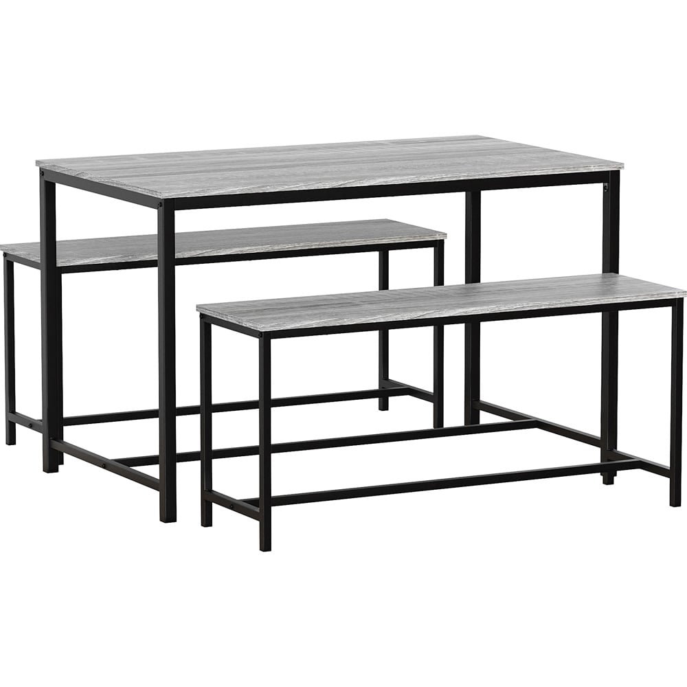 Vida Designs Brooklyn 4 Seater Metal Frame Dining Bench Set Grey Image 2